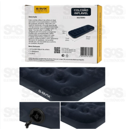 Colchão Inflável de Solteiro para até 100kg B-Max BM-F1162