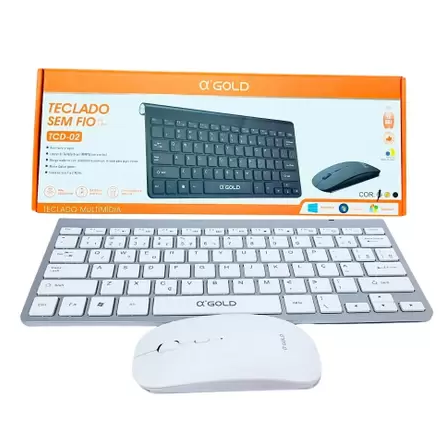 Combo Teclado e Mouse Óptico sem Fio 2.4GHz Layout ABNT2 A'Gold TCD-02