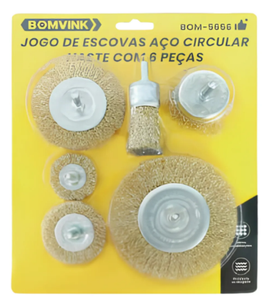 Conjunto de Escovas de Aço Circular com 6 Peças Bomvink BOM-5656