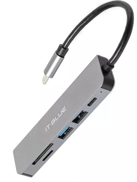 Conversor Adaptador Type-C para HDMI, USB 2.0, USB 3.0, SD/TF e HDTV IT-Blue LE-4137