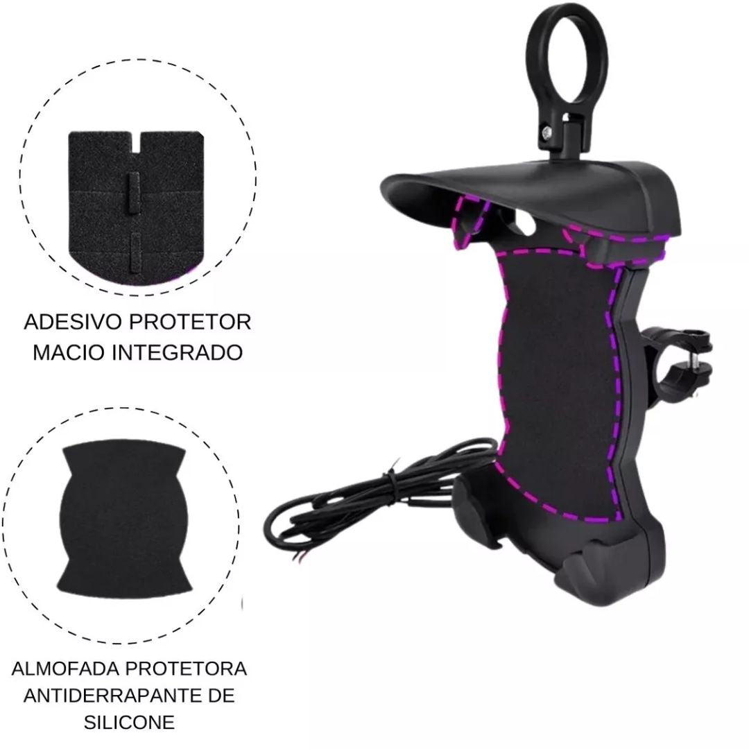 Suporte de Celular Para Moto Bicicleta Com Protetor Solar
