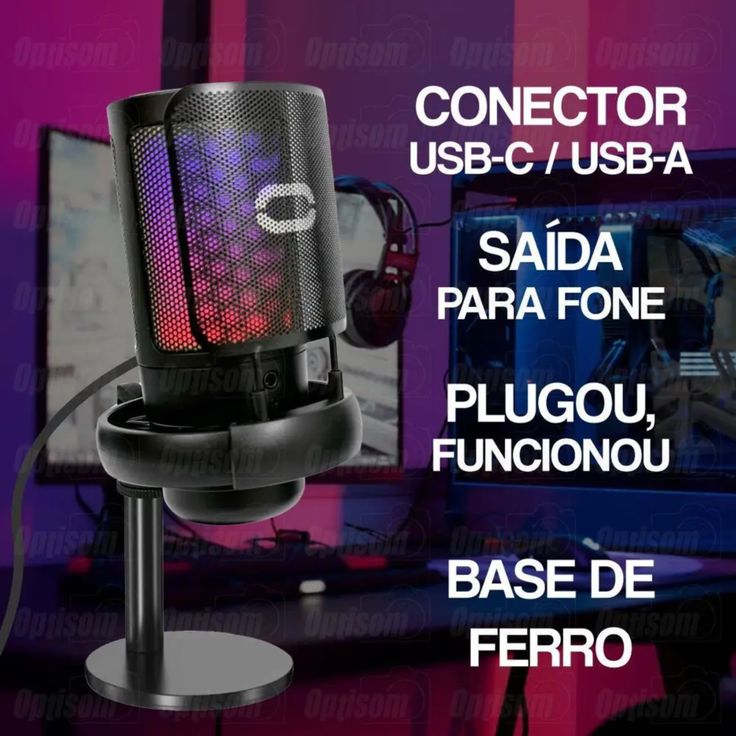 Microfone Rgb Com Usb Type-c 1.8m Tomate Mt-1060r