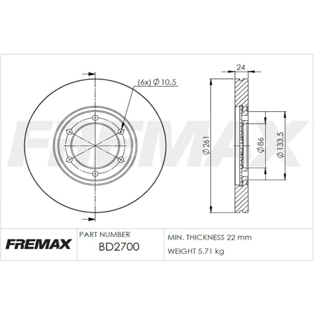 Disco de Freio Ventilado Dianteiro Fremax BD2700 Caixa com 2 Kia Bongo