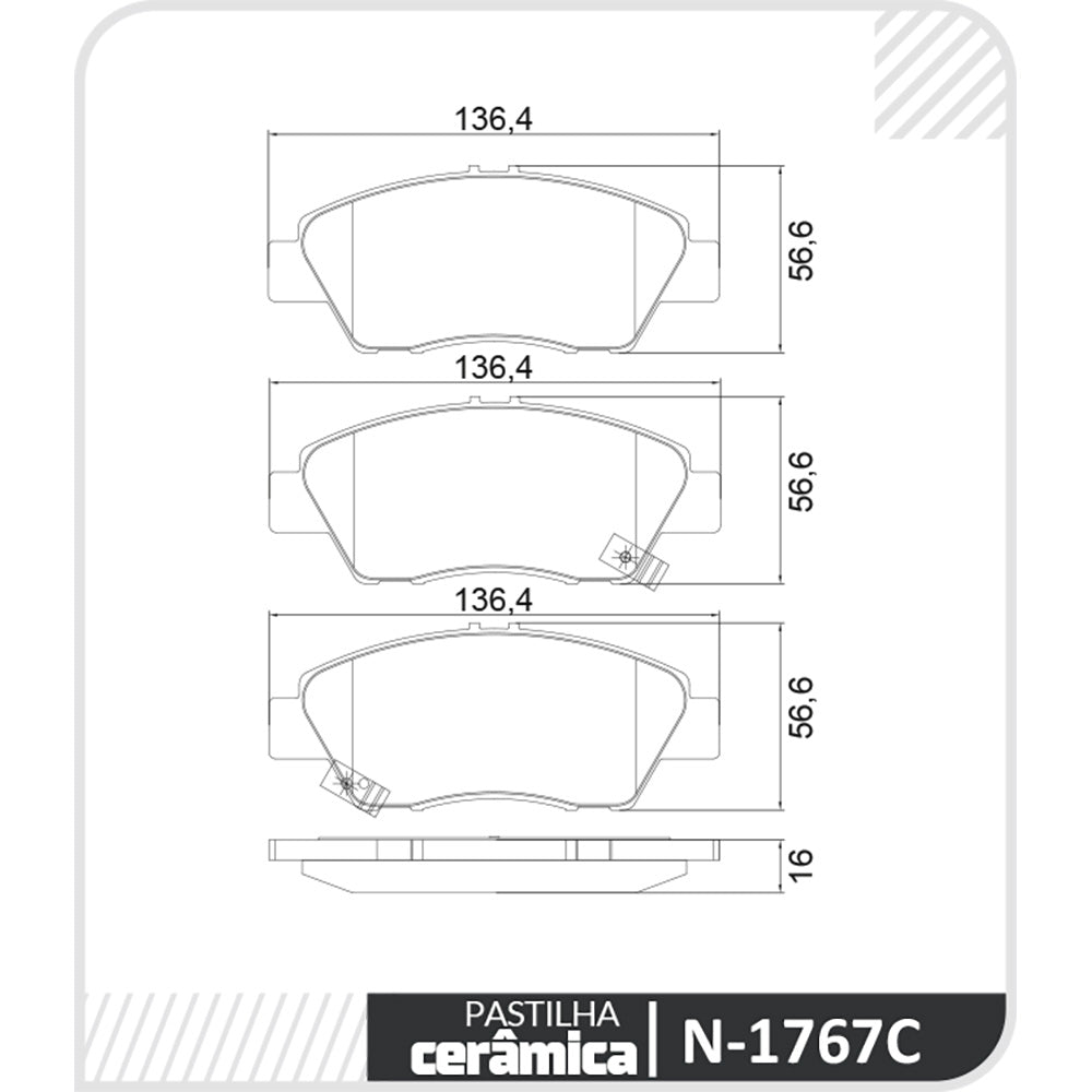 Pastilha de Freio Cobreq N-1767C Honda Fit/WR-V/City