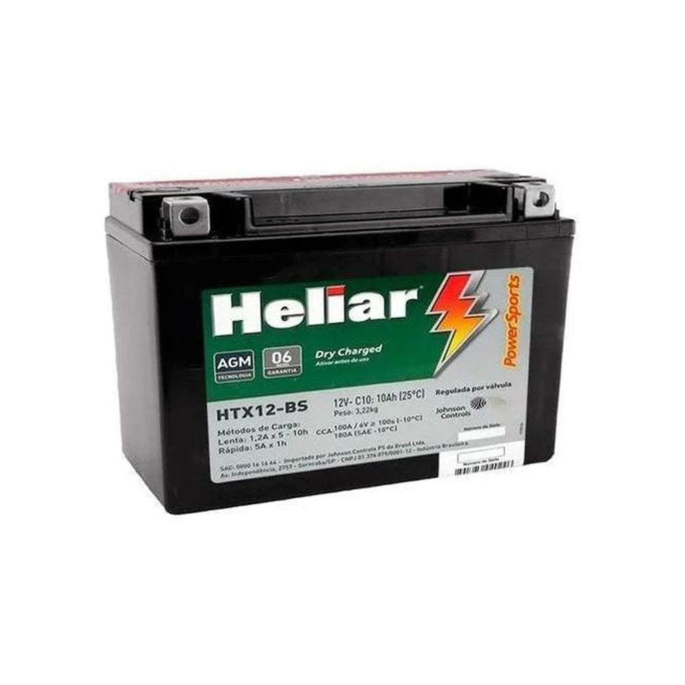 Heliar Dry Charged 10ah Heliar HTX-12-BS Kawasaki Versys 650/Vulcan VN 900/Vulcan VN 800/Ninja EX 500/Concours 14/ER-6 N/Ninja 650