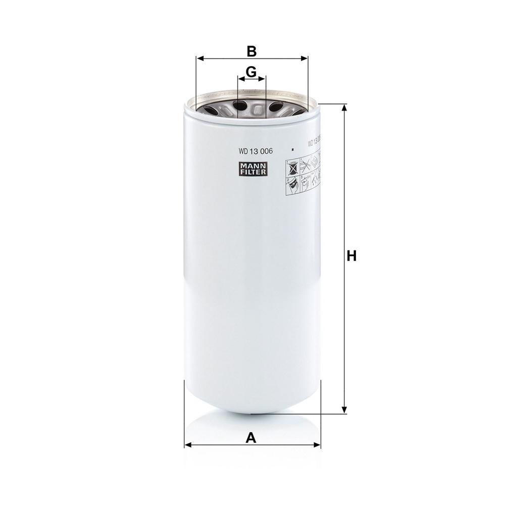 Elemento Filtrante Óleo Hidráulico Mann-filter WD13006X Case Mxm 135 4X4/Mxm 150 4X4