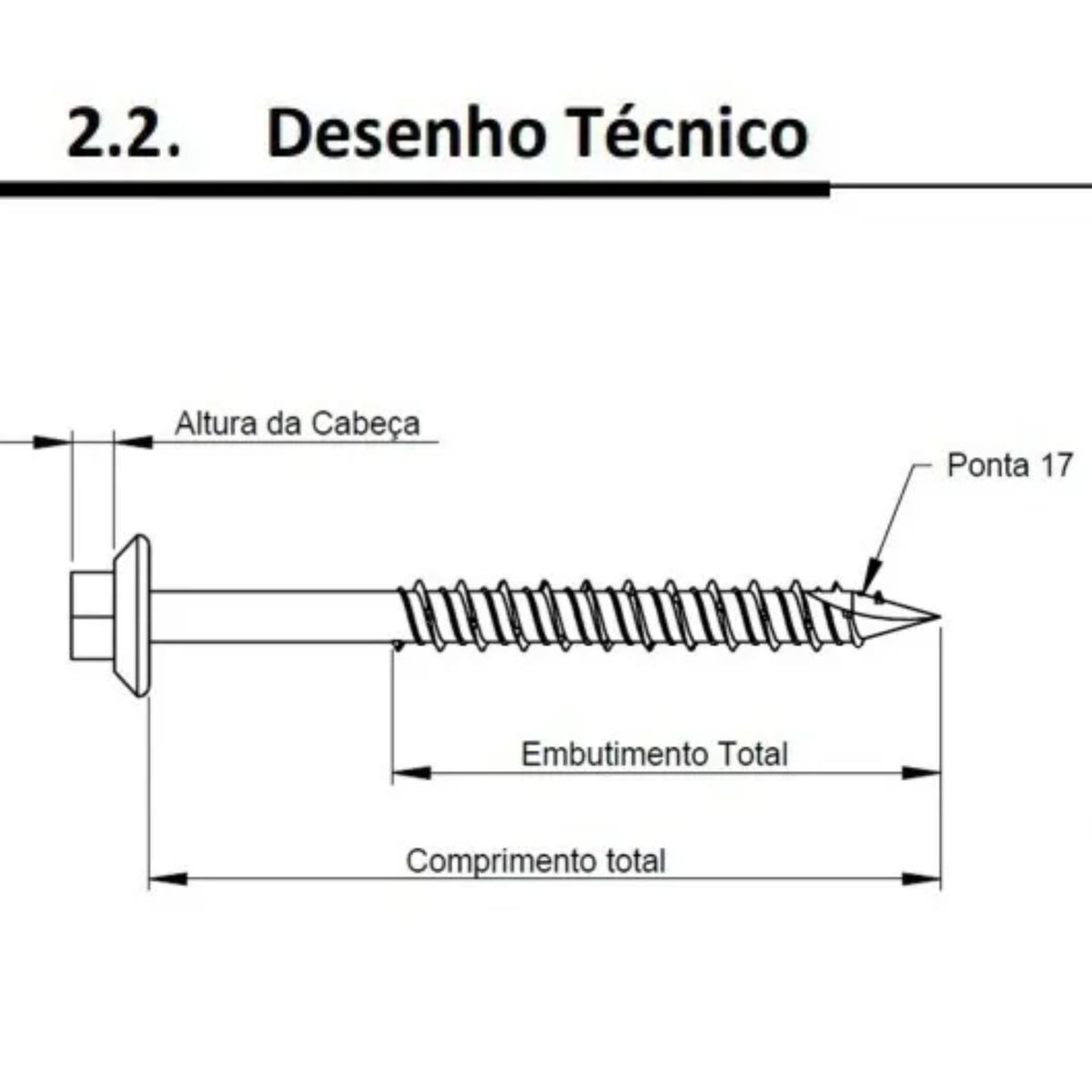 Kit 500 Parafusos Fixação Woodcon Metal x Madeira M6X100MM
