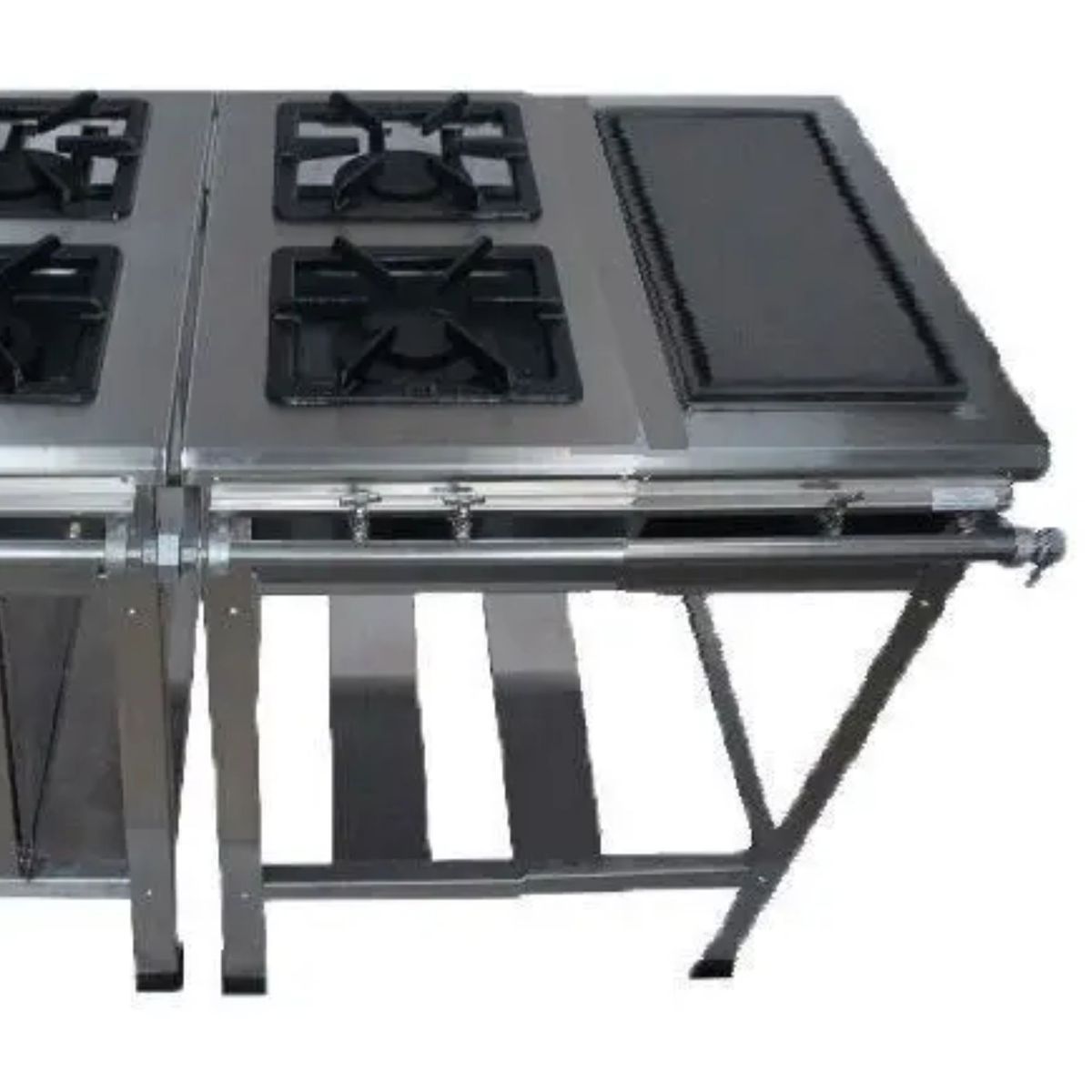 Fogão Industrial 6 Bocas Chapa Forno Baixa Pressão Inox