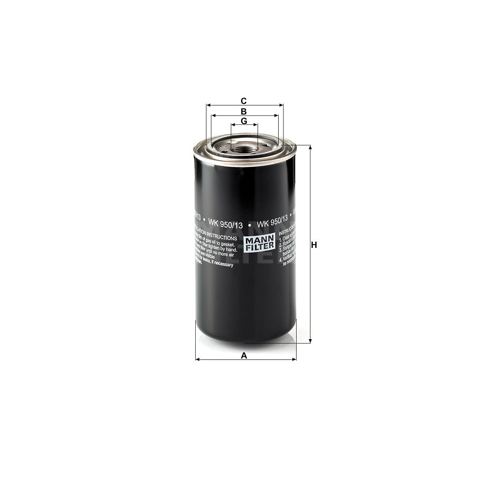 Filtro de Combustível Mann-filter WK 950/13 Gmc 16-220/15-190/14-190/12-170