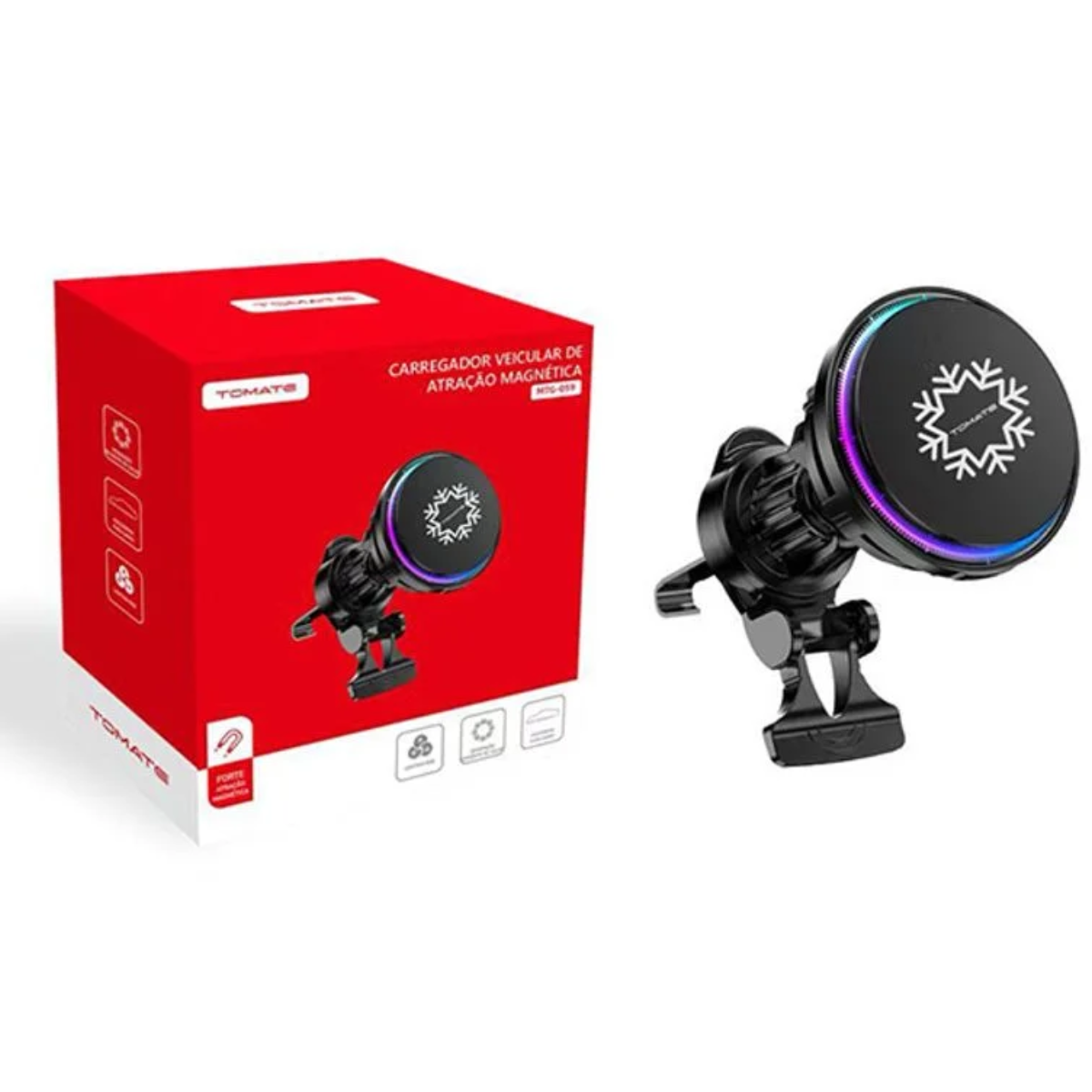 Carregador Veicular Magnético Tomate USB Rápido MTG-059