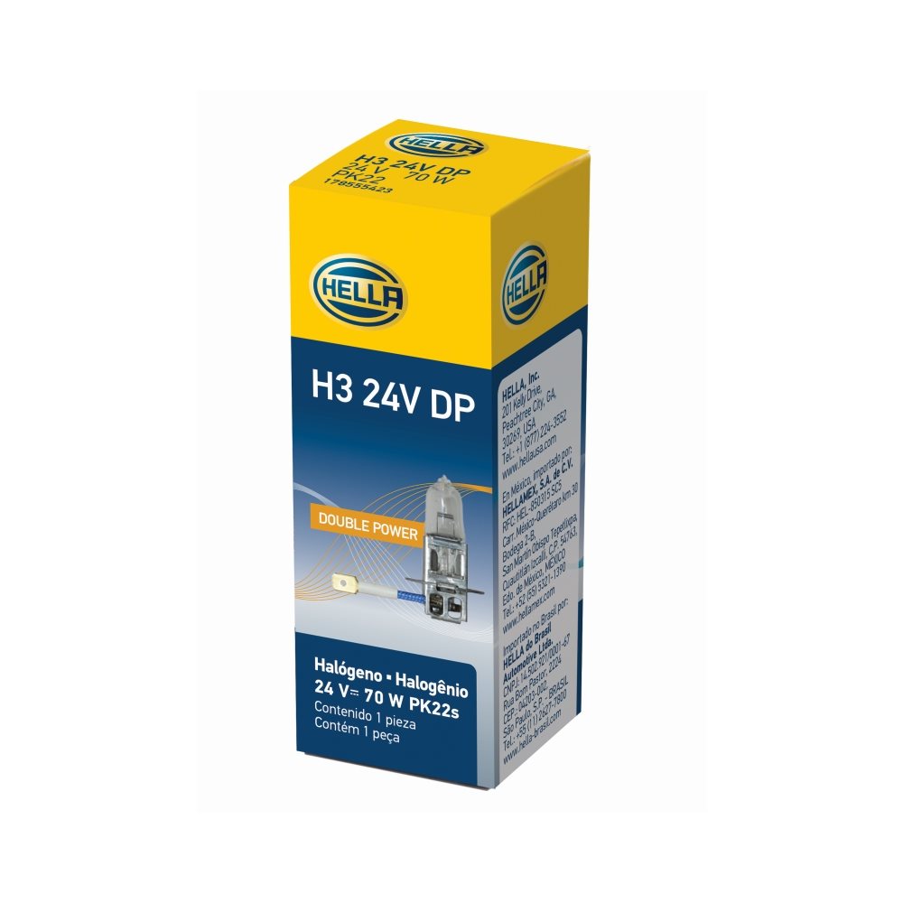 Lâmpada 24v 70w Pk22s T3.25 H3 Hella H3 24V DP Universal Caminhões/Ônibus/Máquinas Agrícolas