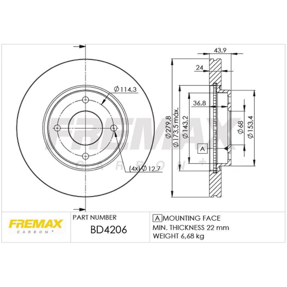 Disco de Freio Ventilado Dianteiro Fremax BD4206 Caixa com 2 Nissan Tiida/Sentra