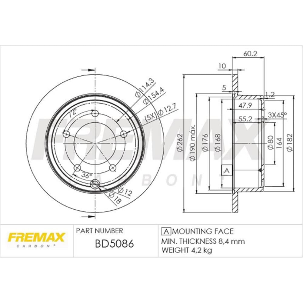Disco de Freio Sólido Traseiro Fremax BD5086 Caixa com 2 Mitsubishi Lancer, Jeep Compass