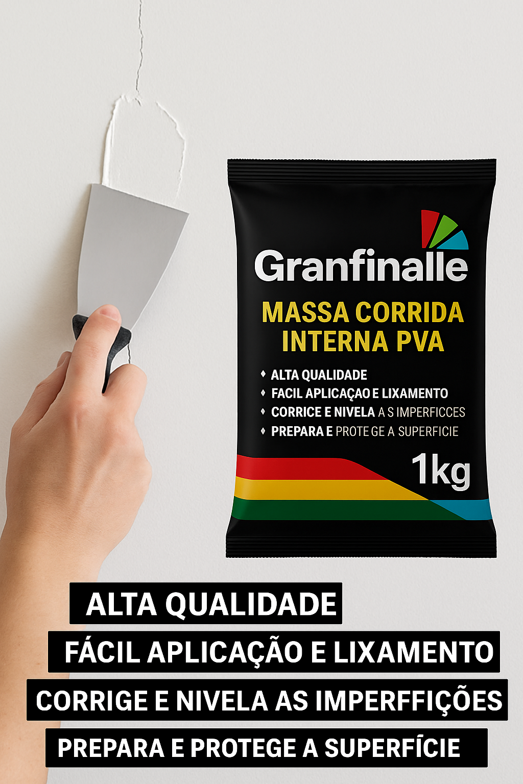 Massa Corrida Pva Parede Acabamentos Interior Branco 1kg