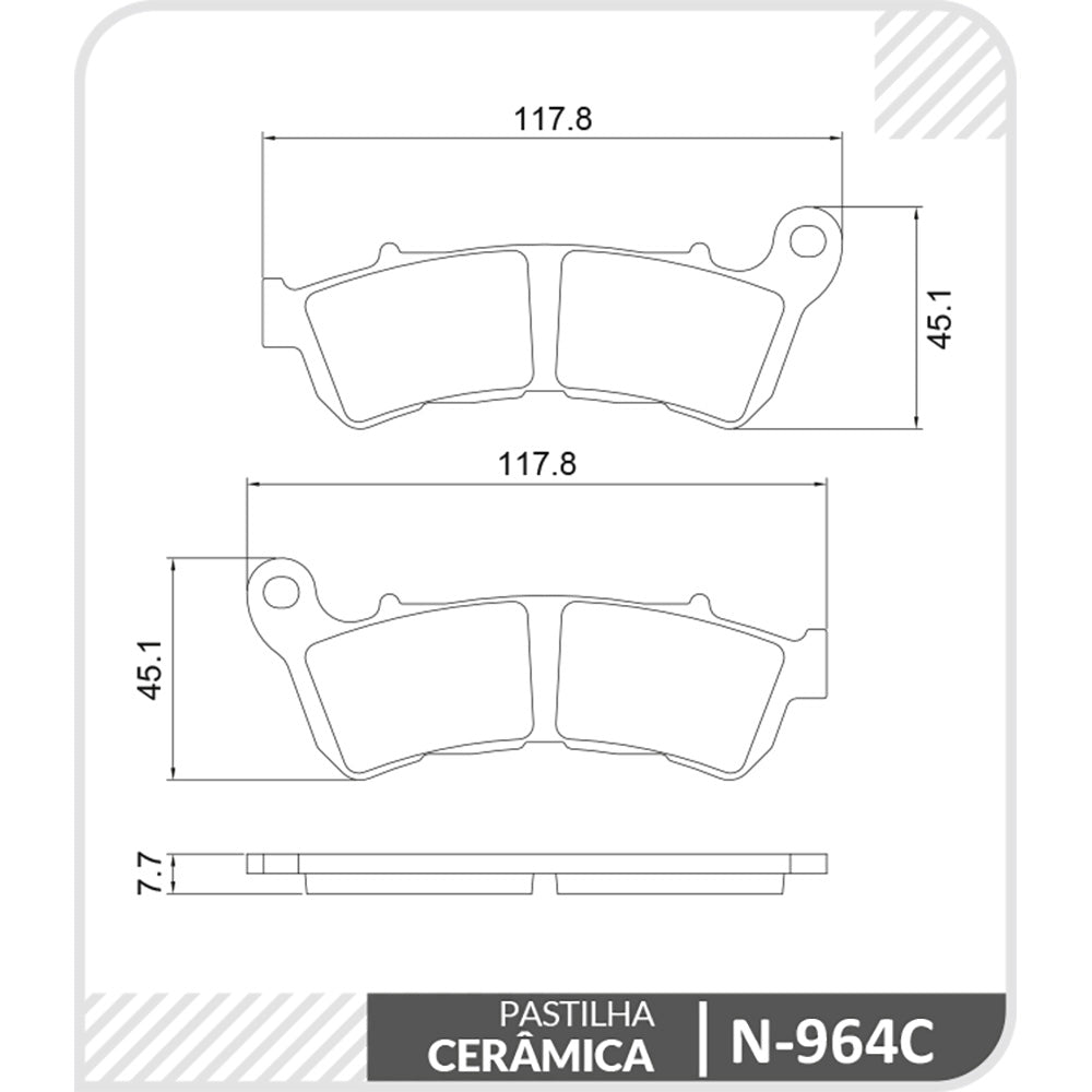 Pastilha Racing Extreme Cerâmica Cobreq N-964C Honda XRE 300/VT 1300/NC 700X/CB 300R/XL 1000V/Vfr 1200X/CBR 250R/CB 1000R/CBR 600F/CB 600F Hornet