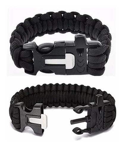 Pulseira Paracord C/ Pederneira Apito Sobrevivência Guepardo