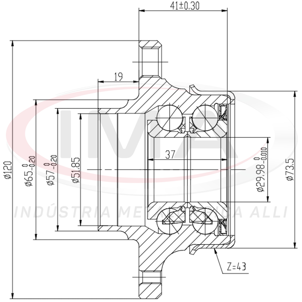 Cubo de Roda Traseiro com Rolamento Ima AL-846 VW Polo Sedan/Golf/Bora/New Beetle/Polo, Audi S3/A3/A4/TT/A4 Avant
