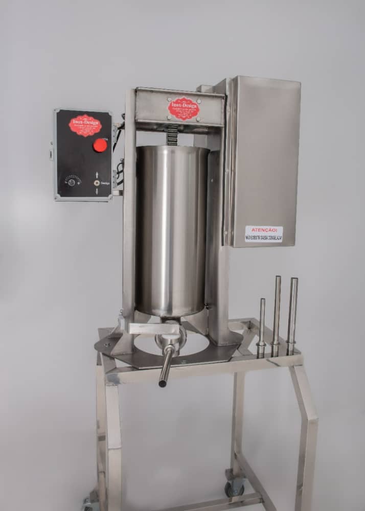 Ensacadeira Elétrica de Linguiça 30 kg Inox 304 com Pedestal e Rodízio Galvanizado - Inox Design