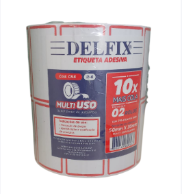 Etiqueta Adesiva R-6 50mm x 30mm com 2 Folhas Delfix Cód. 058