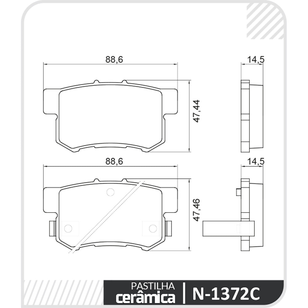 Pastilha de Freio Cobreq N-1372C Honda Civic/Prelude/Legend/Accord, Hyundai Accent, Acura Legend/Nsx, Suzuki Swift/SX4, Gwm Haval H6