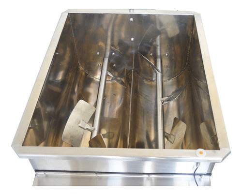 Misturador Eletrico De Carne 70 Litros 2 Eixos Inox Design