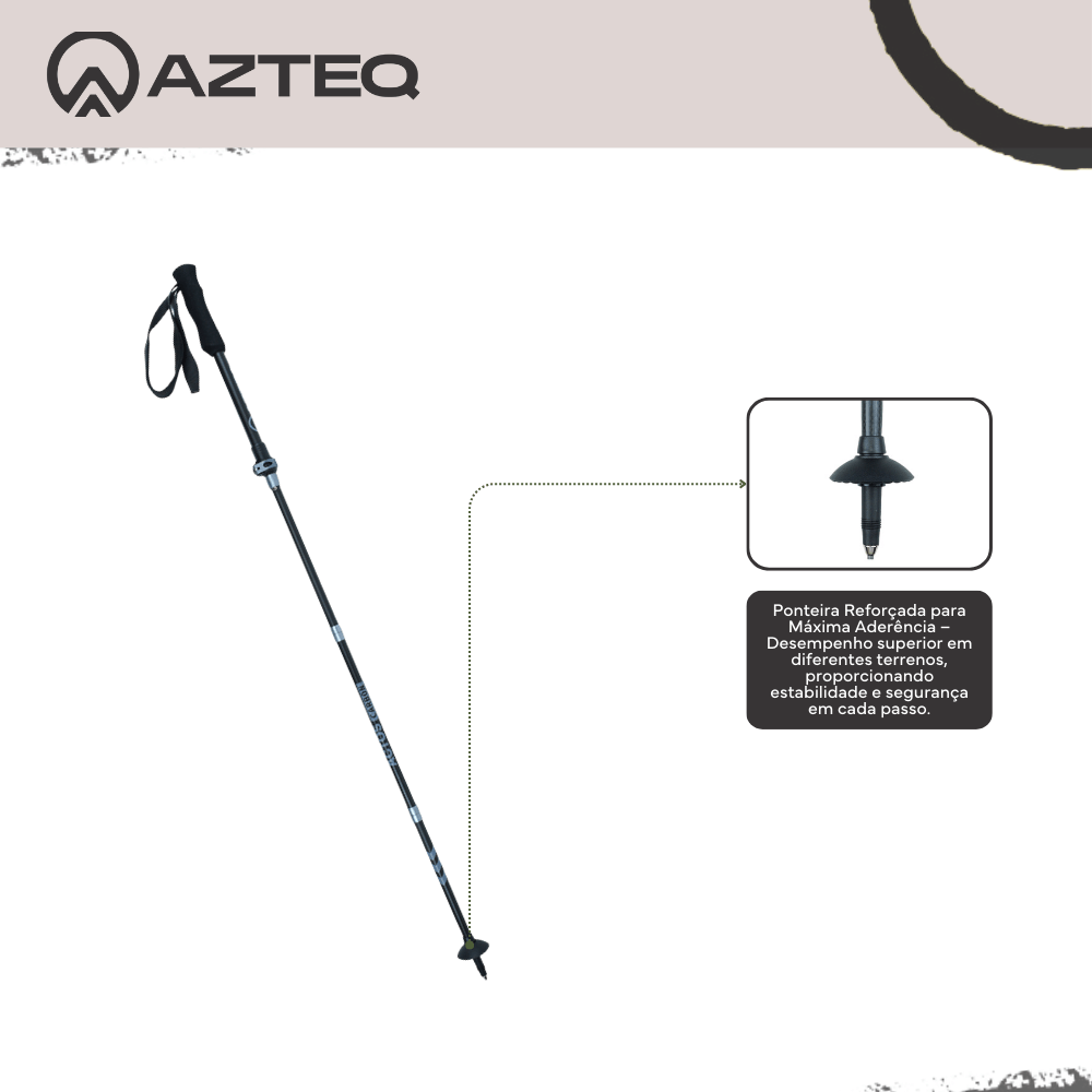 Bastão de Caminhada 38cm-135cm Trava Rápida, Tubo 50% Carbono + 3K Actos Pro Race Carbon Azteq