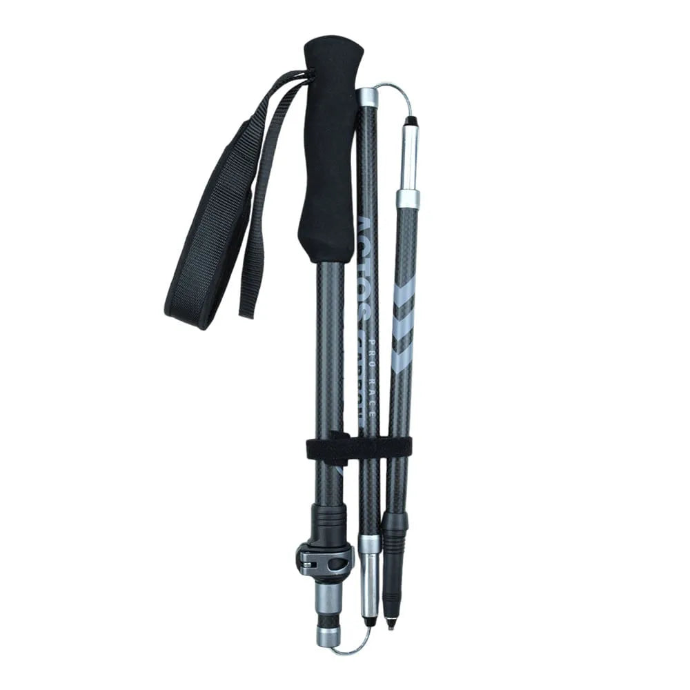 Bastão de Caminhada 38cm-135cm Trava Rápida, Tubo 50% Carbono + 3K Actos Pro Race Carbon Azteq