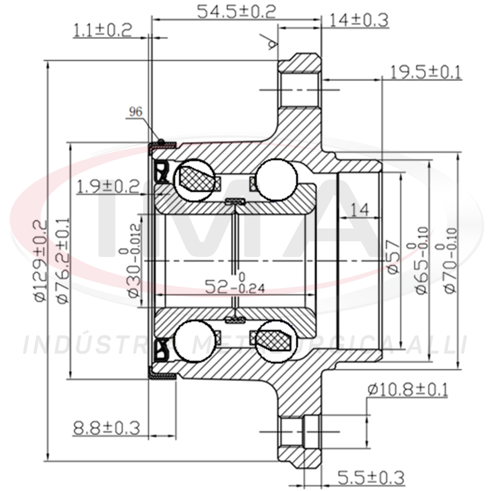 Cubo de Roda Traseiro com Rolamento Furo Rolamento 5 Furos Ima AL-223 Fiat Toro