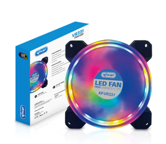 Fan para Gabinete e CPU 1500RPM com LED Knup KP-VR331
