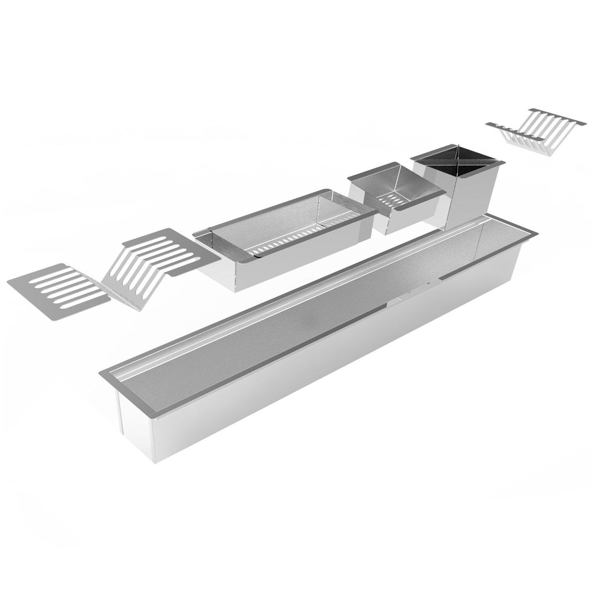 Calha Úmida de Embutir Inox Saro CL90 90 cm com 5 Módulos