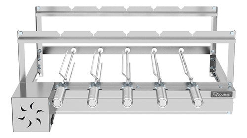 Churrasqueira Giratória Fast Grill 5 Espetos Aço Inox Fast G