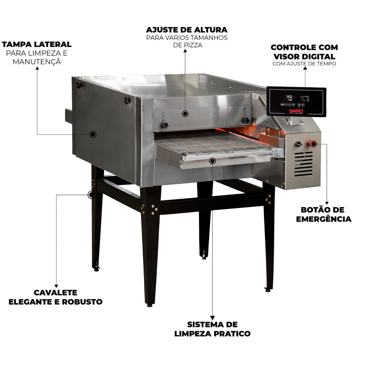 Forno de Esteira Industrial para Pizza a Gás GLP Saro FEI50GLP 50 cm