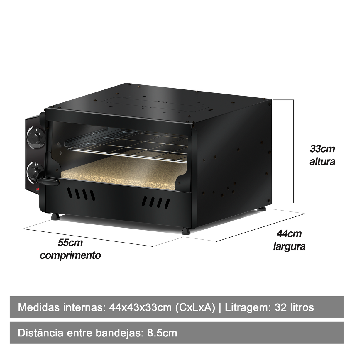 Forno Guilhotina Elétrico para Pizza Saro FG 53x47 cm