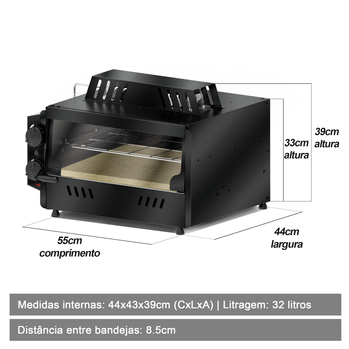 Forno Guilhotina a Gás para Pizza Saro FG 53x47 cm