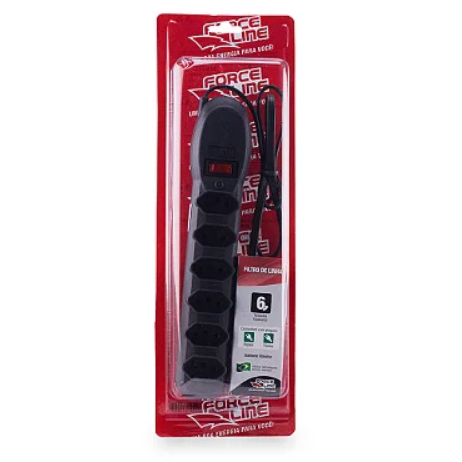 Filtro de Linha Slim com 6 Tomadas 10A Bivolt Cabo 0,8m Force Line 0080500067