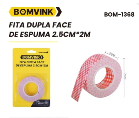 Fita Dupla Face de Espuma 2,5cm x 2m Bomvink BOM-1368