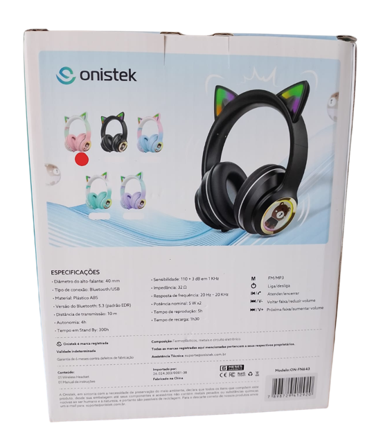 Fone de Ouvido Bluetooth 5.3 com Drivers de 40mm Onistek ON-FN643