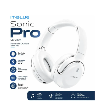 Fone de Ouvido Bluetooth V5.4 com Carregamento Type-C 5V/0.3A IT-BLUE LE-0304