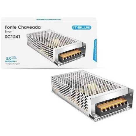 Fonte Chaveada 24V 5A 120W Bivolt para LED e CFTV It-Blue SC1241