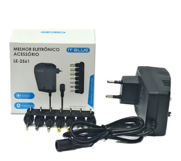 Fonte de Alimentação Universal Bivolt 12V 3A 30W com 7 Conectores IT-Blue LE-2561