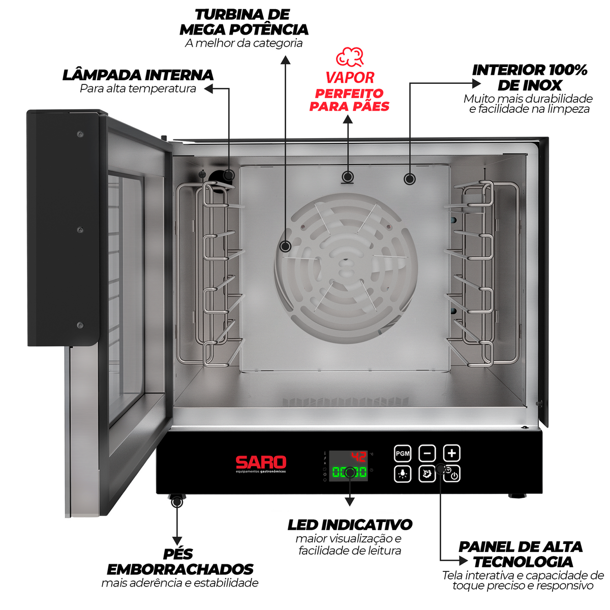Forno Turbo Elétrico Digital Saro FTD 4 Esteiras