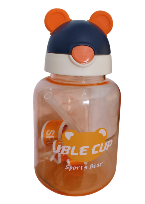 Garrafa Squeeze Infantil 650ml com Canudo e Cordão JL-036