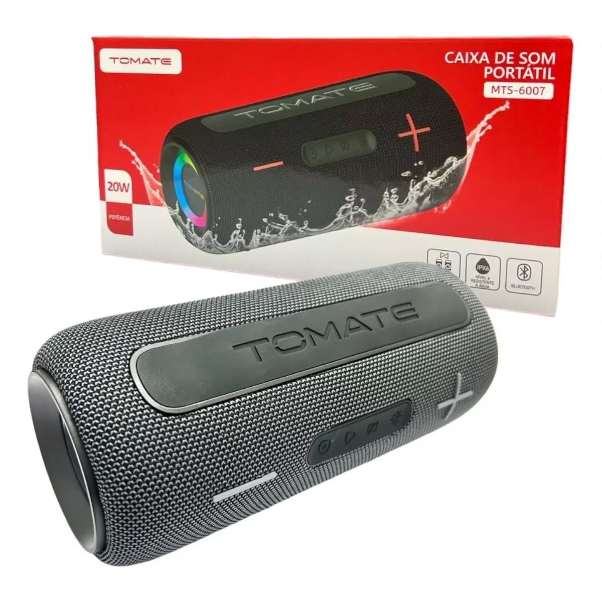 Caixa De Som Bluetooth RGB 20W Tomate MTS-6007