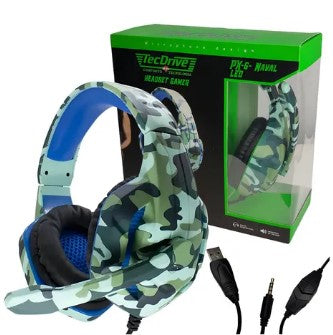 Headset Gamer Camuflado USB para PS3 PS4 Xbox One TecDrive PX-6