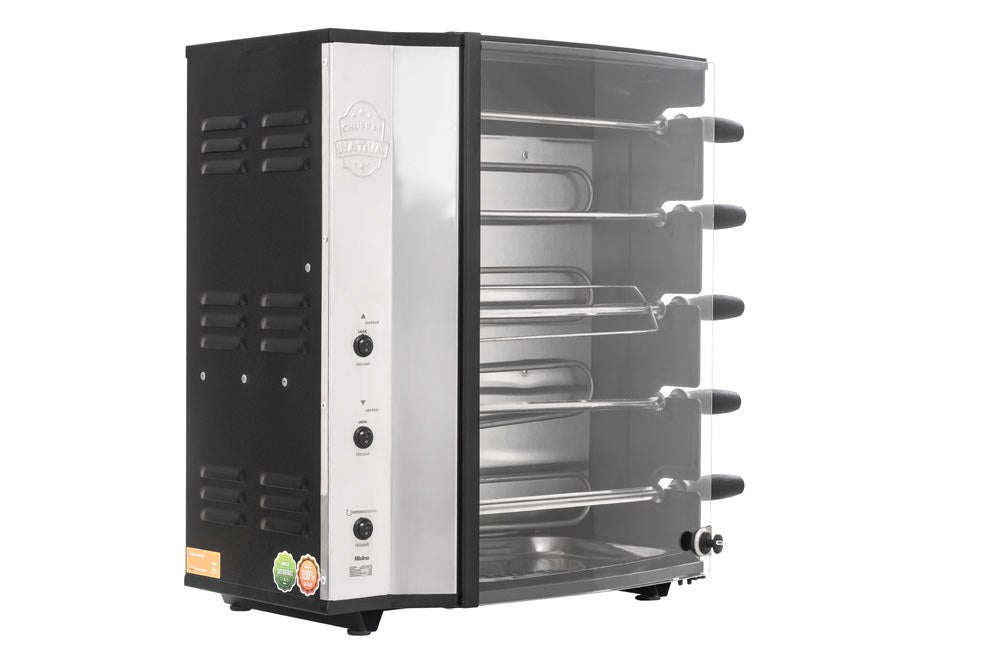 Churrasqueira Elétrica Hidro Nativa 5 Espetos Giratórios 220V Preta