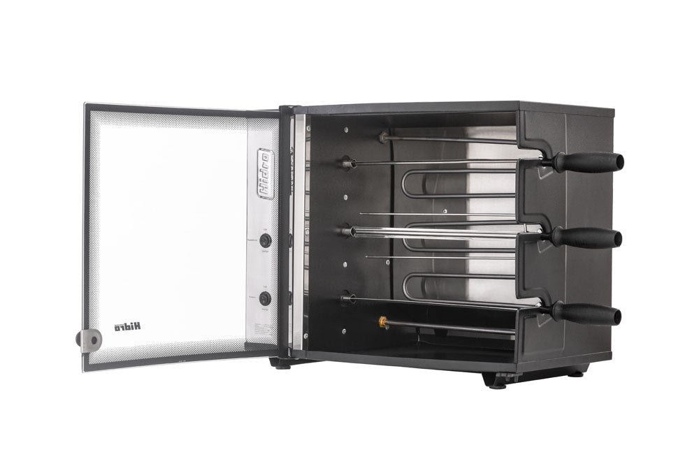 Churrasqueira Elétrica Hidro Nativa 3 Espetos Giratórios 220V Preta