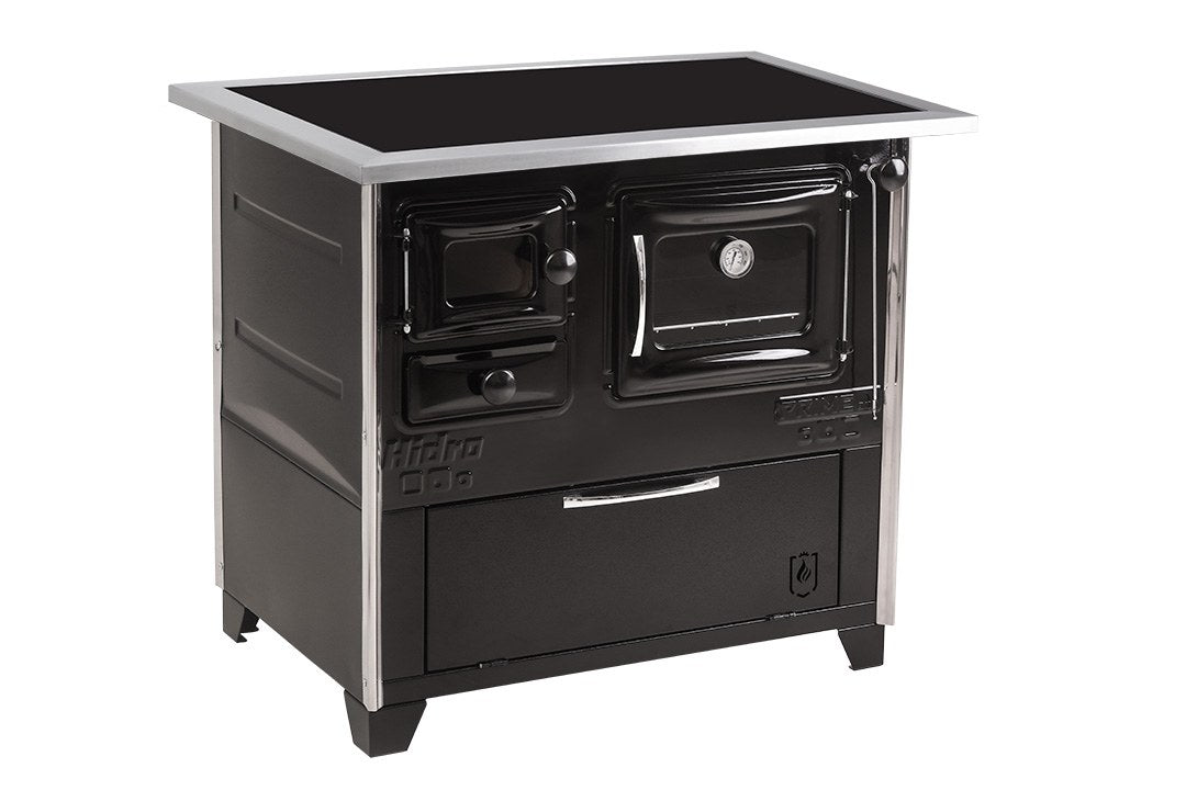 Fogão a Lenha Hidro Prime Vitro Nº 2 Chapa Vitrocerâmica com Forno 40 L Preto