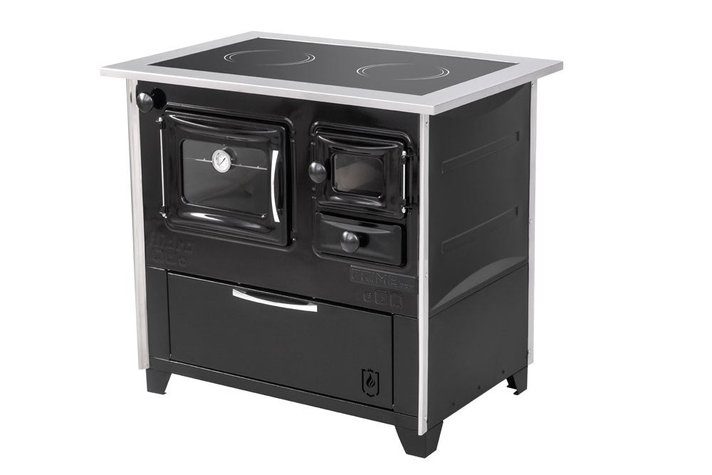 Fogão a Lenha Hidro Prime Vitro Nº 2 Chapa Vitrocerâmica com Forno 40 L Preto