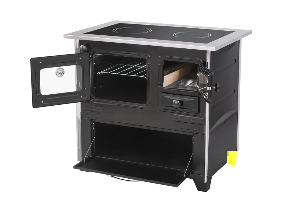 Fogão a Lenha Hidro Prime Vitro Nº 2 Chapa Vitrocerâmica com Forno 40 L Preto