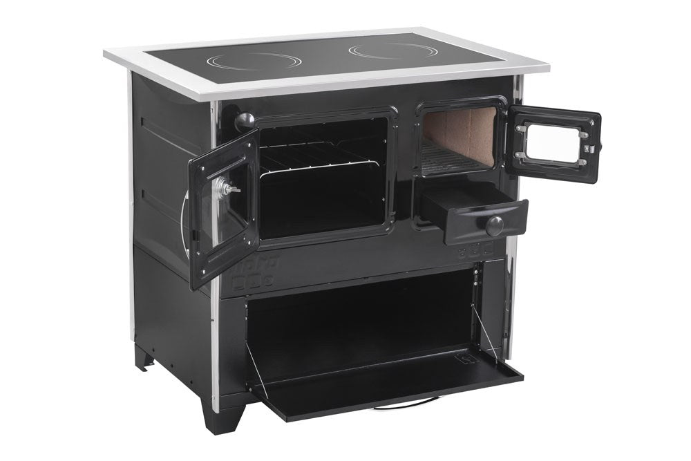 Fogão a Lenha Hidro Prime Vitro Nº 2 Chapa Vitrocerâmica com Forno 40 L Preto